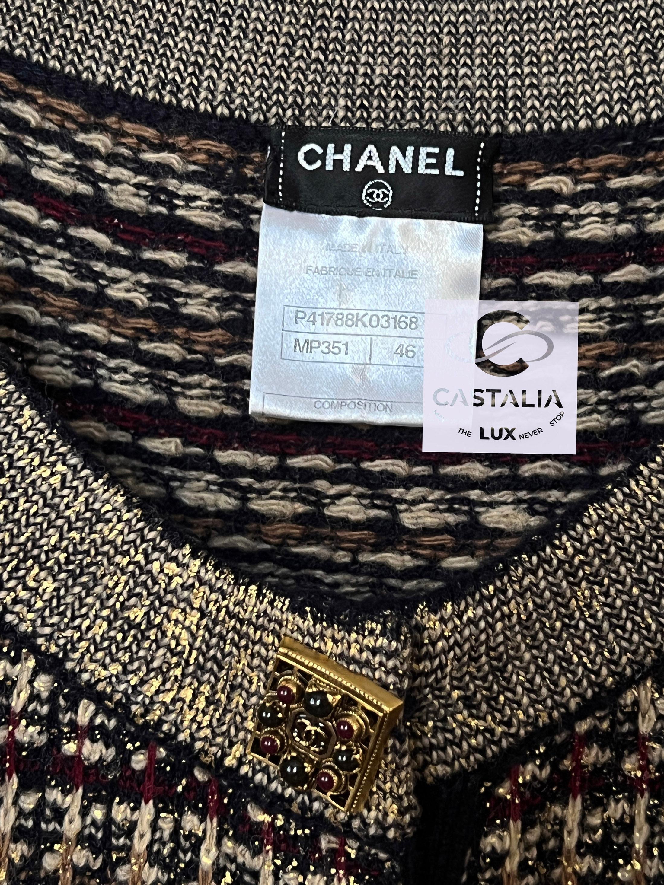 Chanel París / Byzance CC Vestido Botones Gripoix 46 FR 8