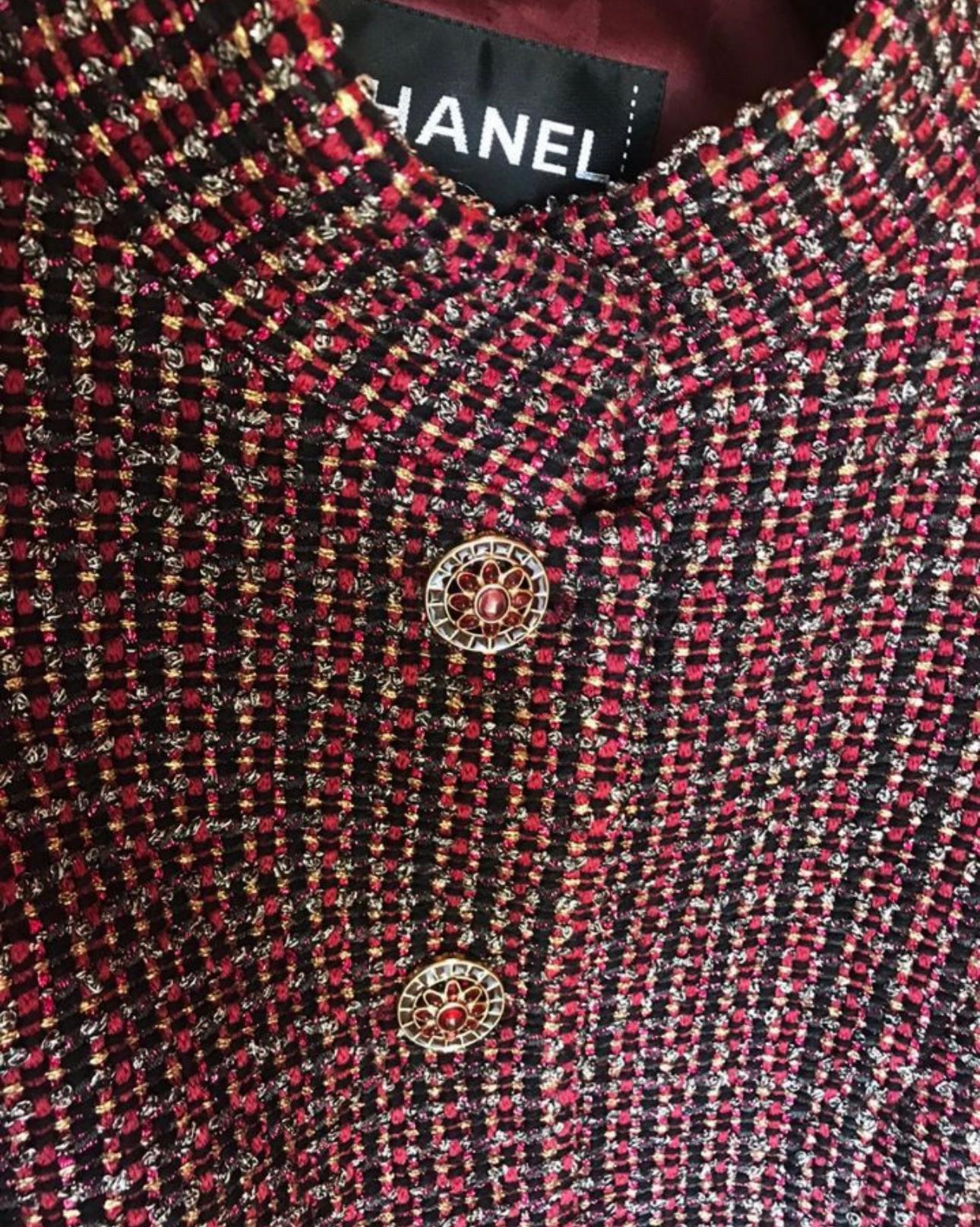 Chanel CC Jewel Gripoix Buttons Lesage Tweed Jacket 5