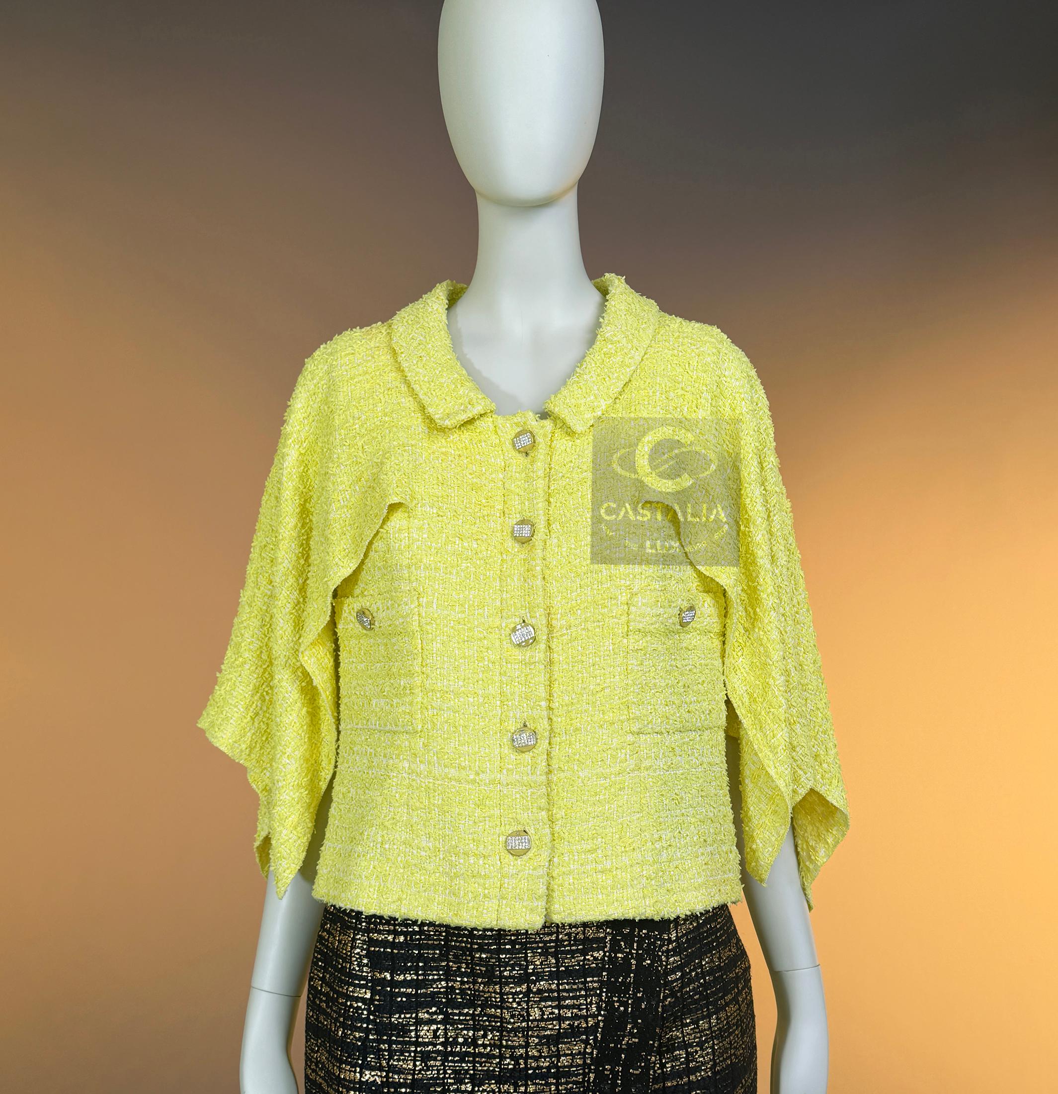 CHANEL CC Jewel Gripoix Buttons Tweed Jacket 40 FR For Sale 3