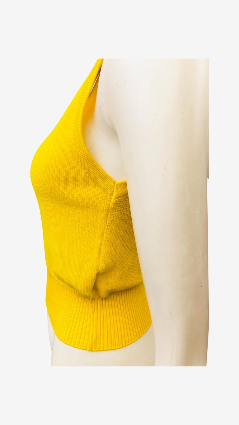 Chanel CC Knitted Yellow Cropped Tank Top  For Sale 1
