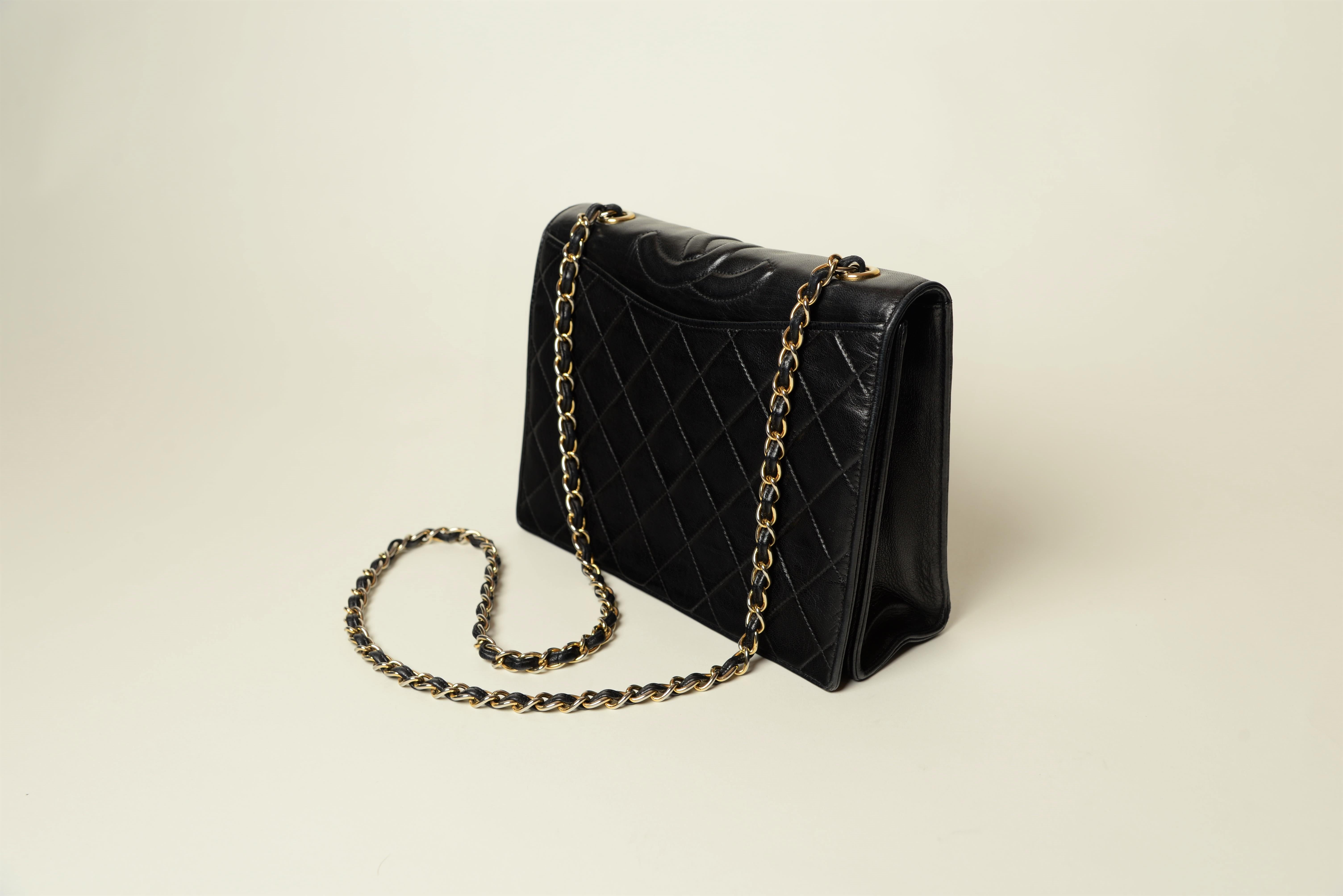 Black Chanel CC Lambskin Vintage Timeless Bag