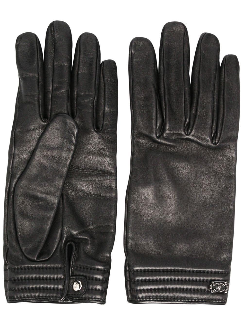 chanel leather gloves with fur