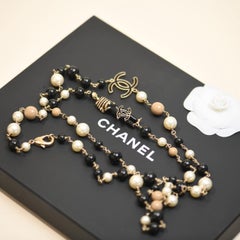 Chanel CC Limited Edition Enamel Mademoiselle Faux Pearl Long Necklace