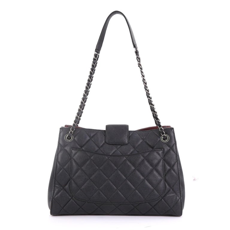 Chanel CC Lock Accordion Tote Quilted Caviar Large at 1stDibs