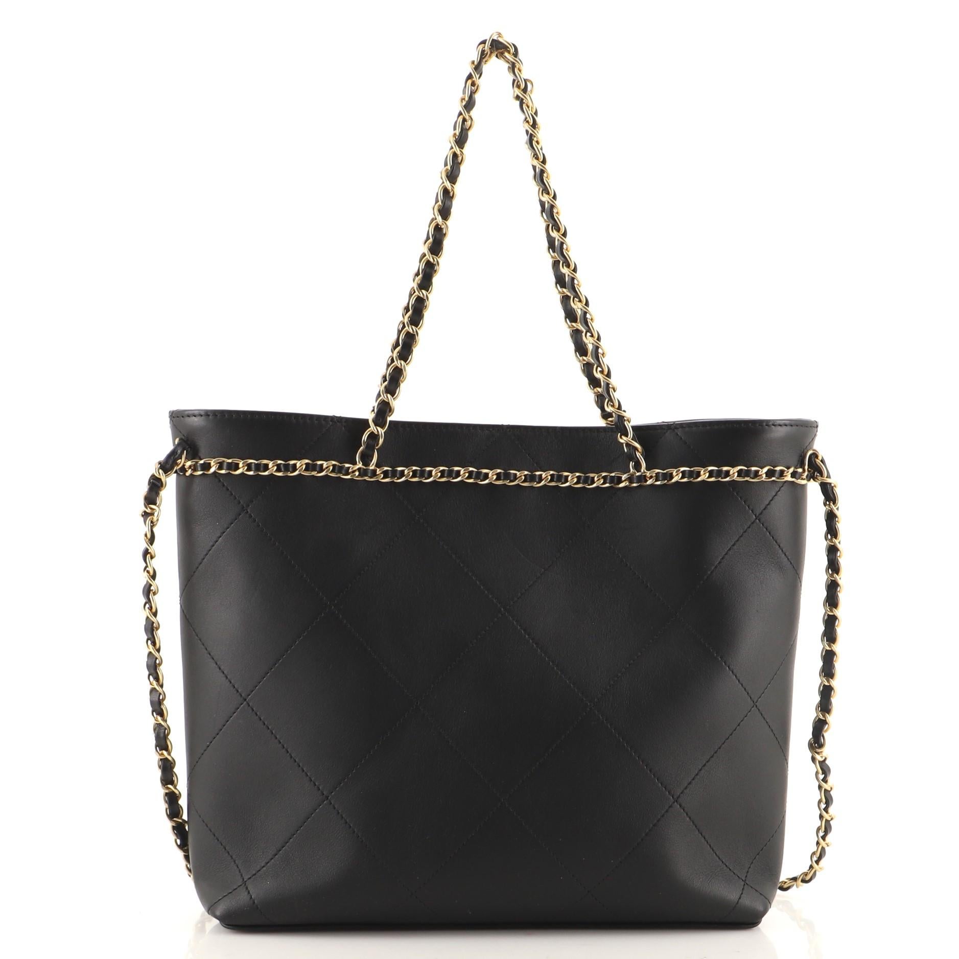 Chanel CC Lock Kettengriff Einkaufstasche aus gestepptem Kalbsleder im Zustand „Gut“ in NY, NY