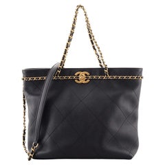 Chanel CC Lock Kettengriff Einkaufstasche aus gestepptem Kalbsleder