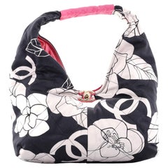 Chanel CC Lock Hobo Quilted Printed Cotton Canvas Small