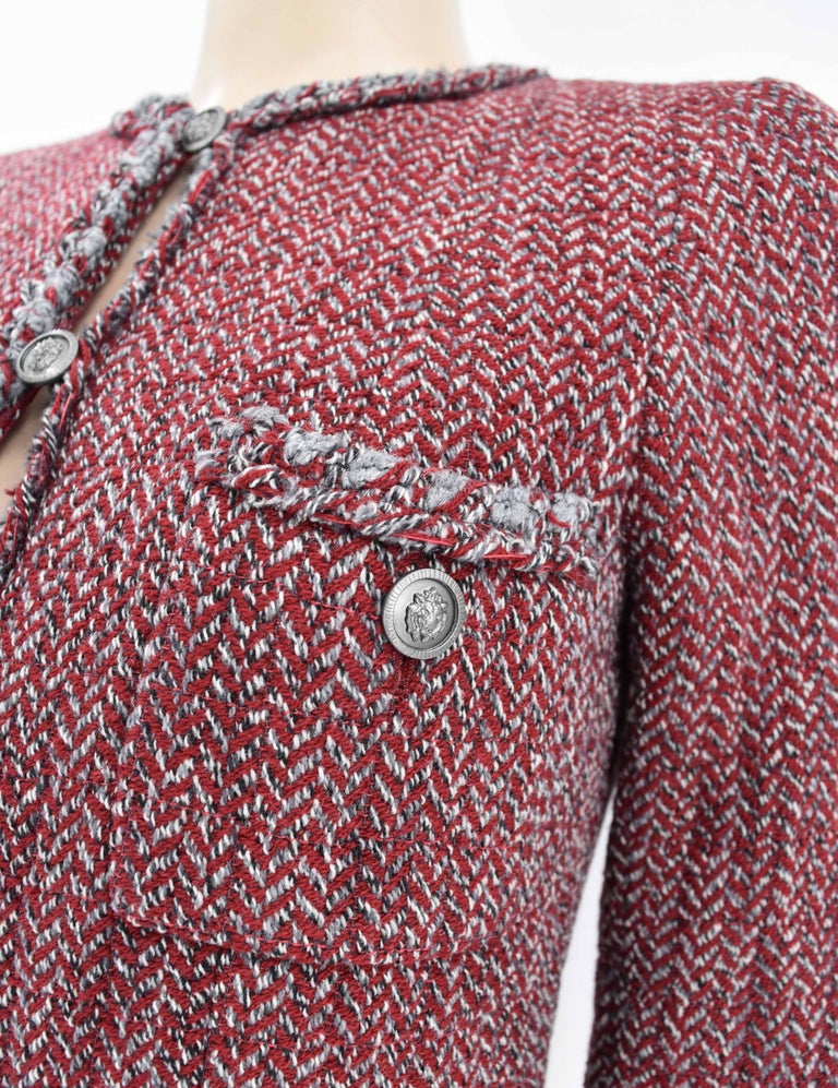 Chanel CC Logo 4 Pockets Braided Trim Tweed Jacket Blazer 08A 2008 New With Tag For Sale 1