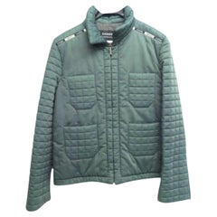 Chanel CC Logo Accents Quilted Emerald Jacket