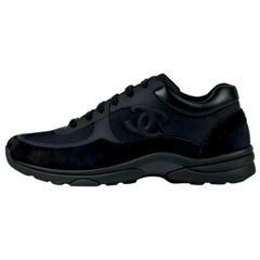 Chanel 'CC' Logo All Black Suede Sneakers