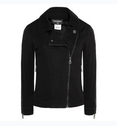 Chanel CC Logo Black Quilted Biker Jacket