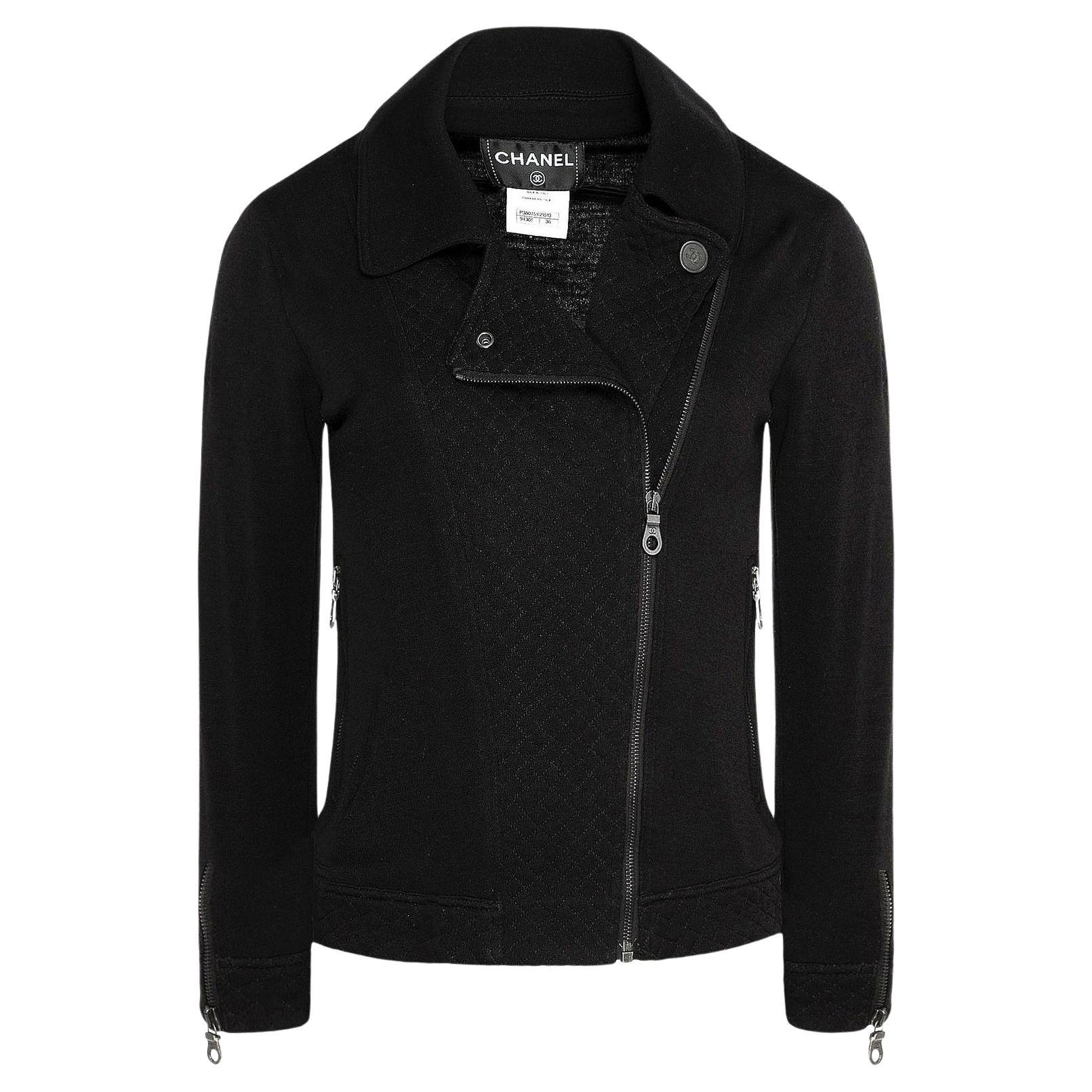 Chanel CC Logo Black Quilted Biker Jacket