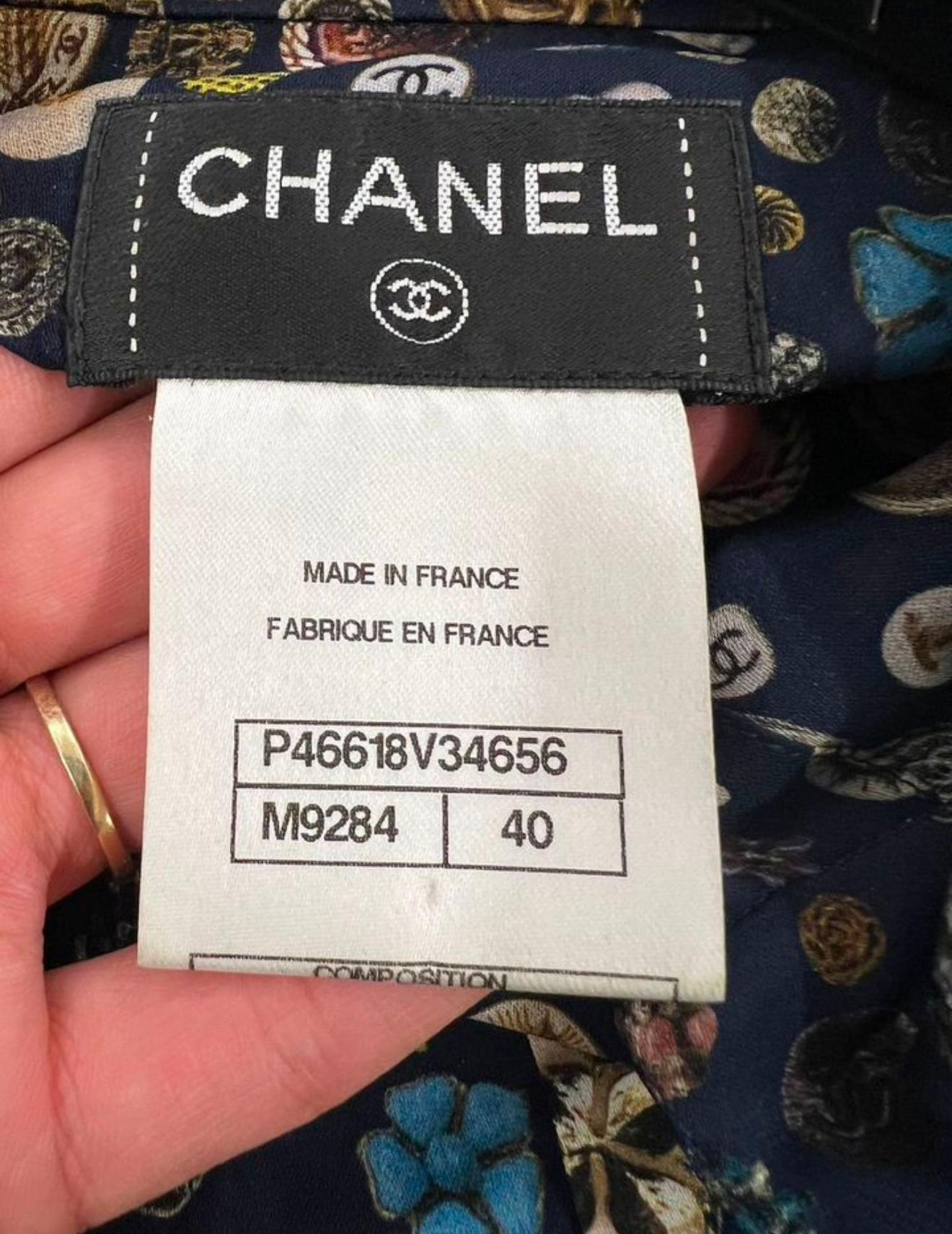 Chanel CC Logo Black Silk Blouse For Sale 6