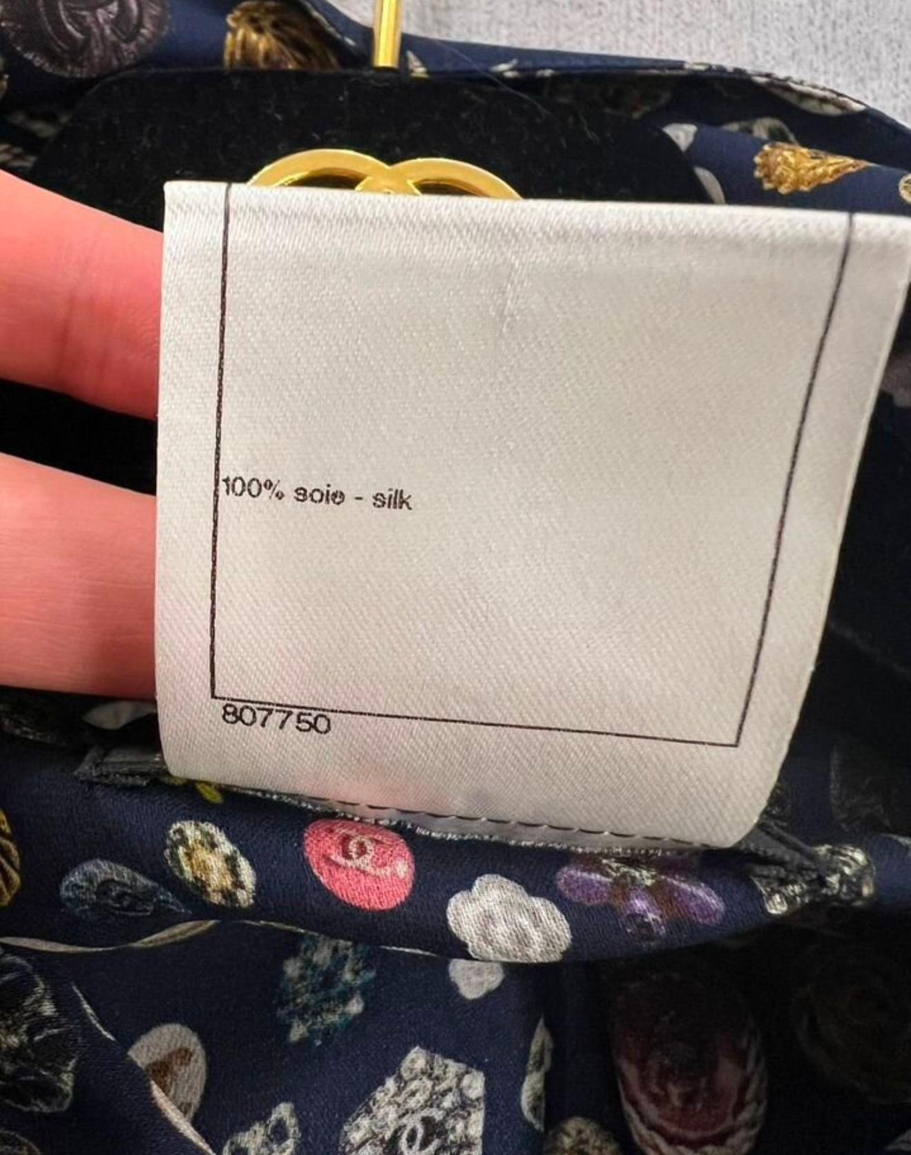 Chanel CC Logo Black Silk Blouse For Sale 7