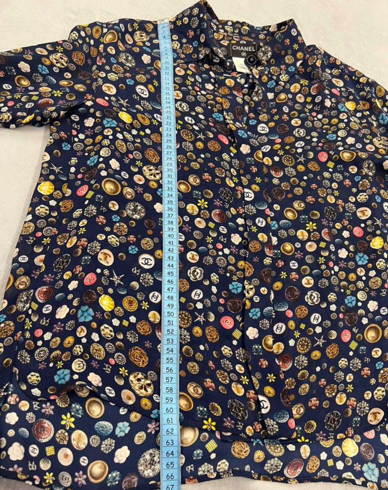Chanel CC Logo Black Silk Blouse For Sale 5