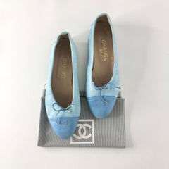 Chanel CC Logo Bow Cap Toe Ballerina Flats 38.5