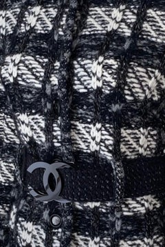 Chanel CC Logo Buckle Black Woven Tweed Jacket