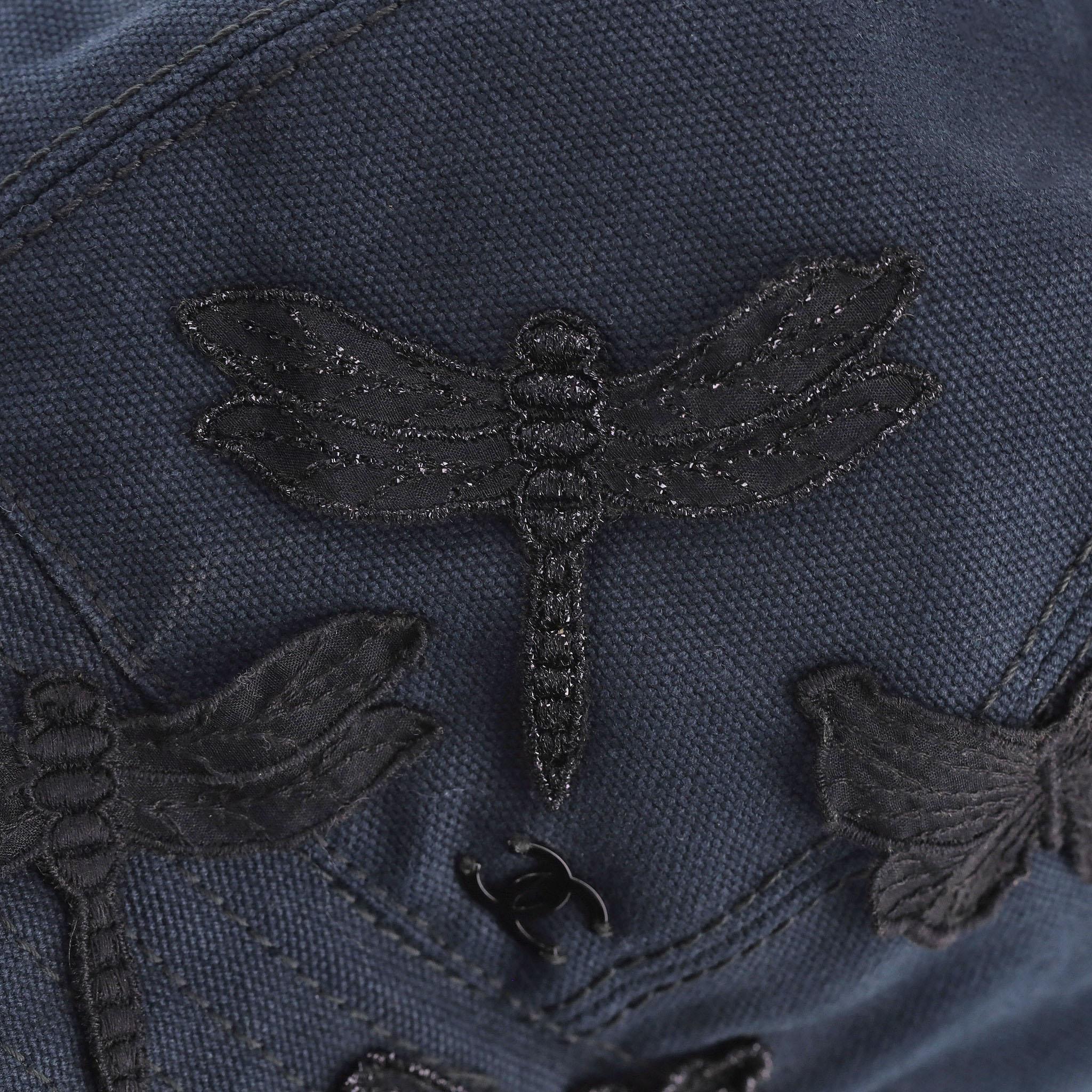 Chanel 'CC' Logo Butterfly Embellished Cotton Hat For Sale 1