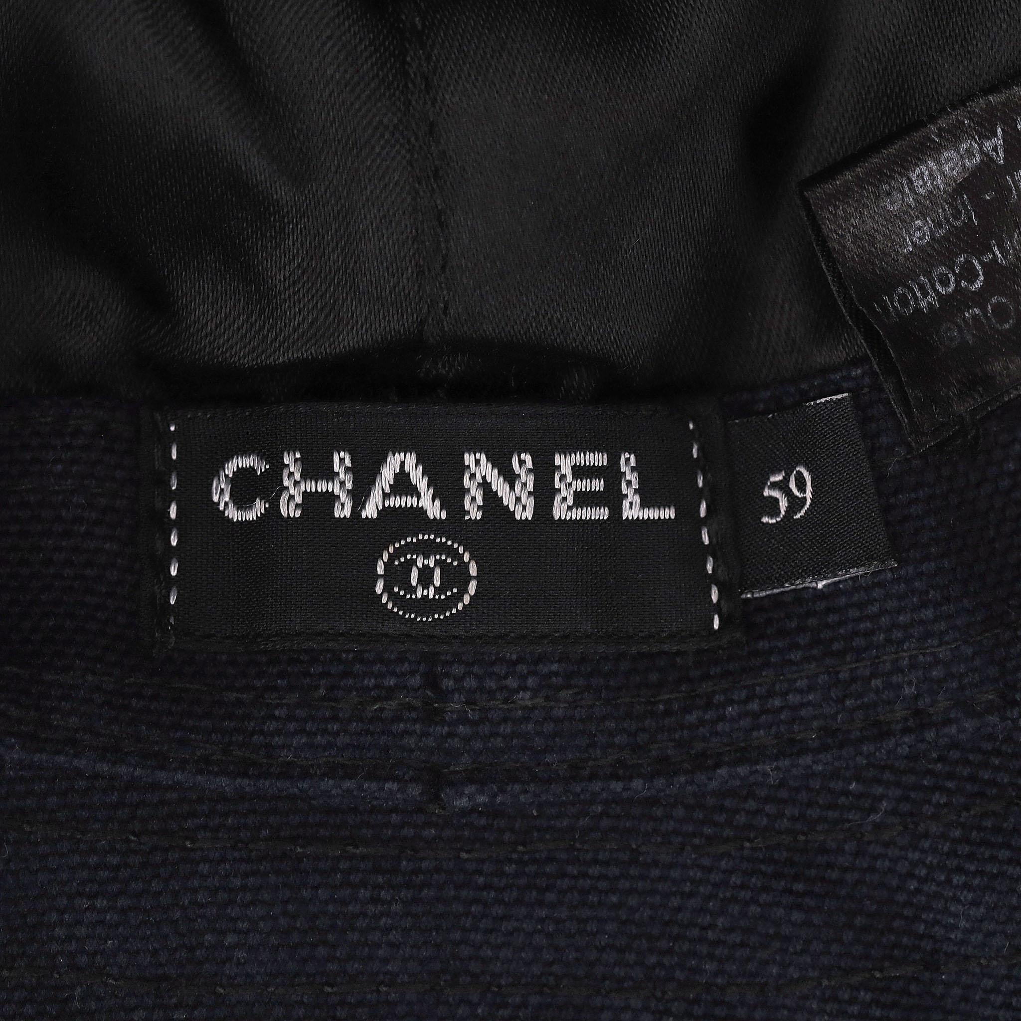 Chanel 'CC' Logo Butterfly Embellished Cotton Hat For Sale 2