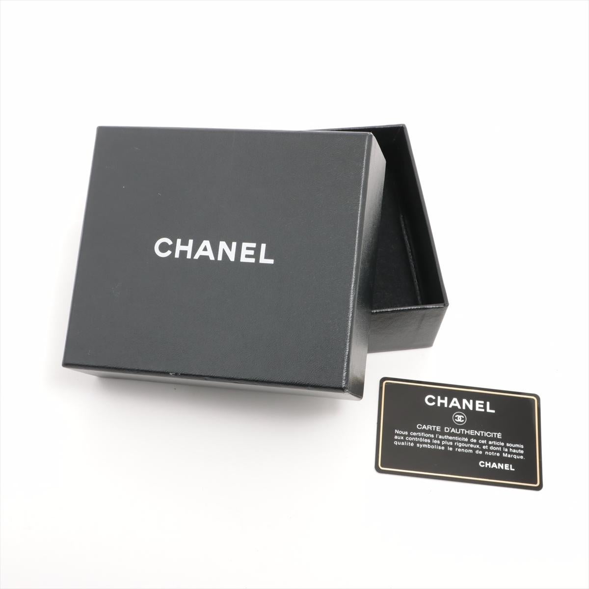 Chanel CC Logo Button Leather Bi fold Wallet Black 6