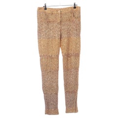Chanel CC Logo Button Shimmer Polyester Pants Gold