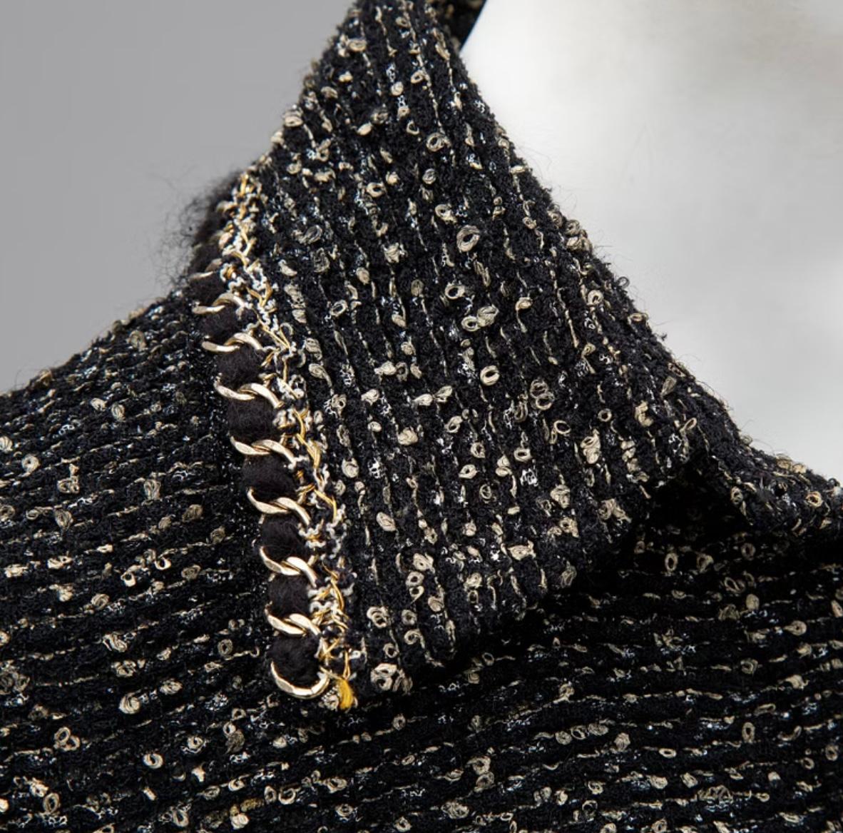 Black Chanel CC Logo Buttons Dress Chain Embellishment 34 FR For Sale