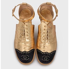 Chanel CC Logo Calfskin & Suede Oxfords  Sz. 40.5