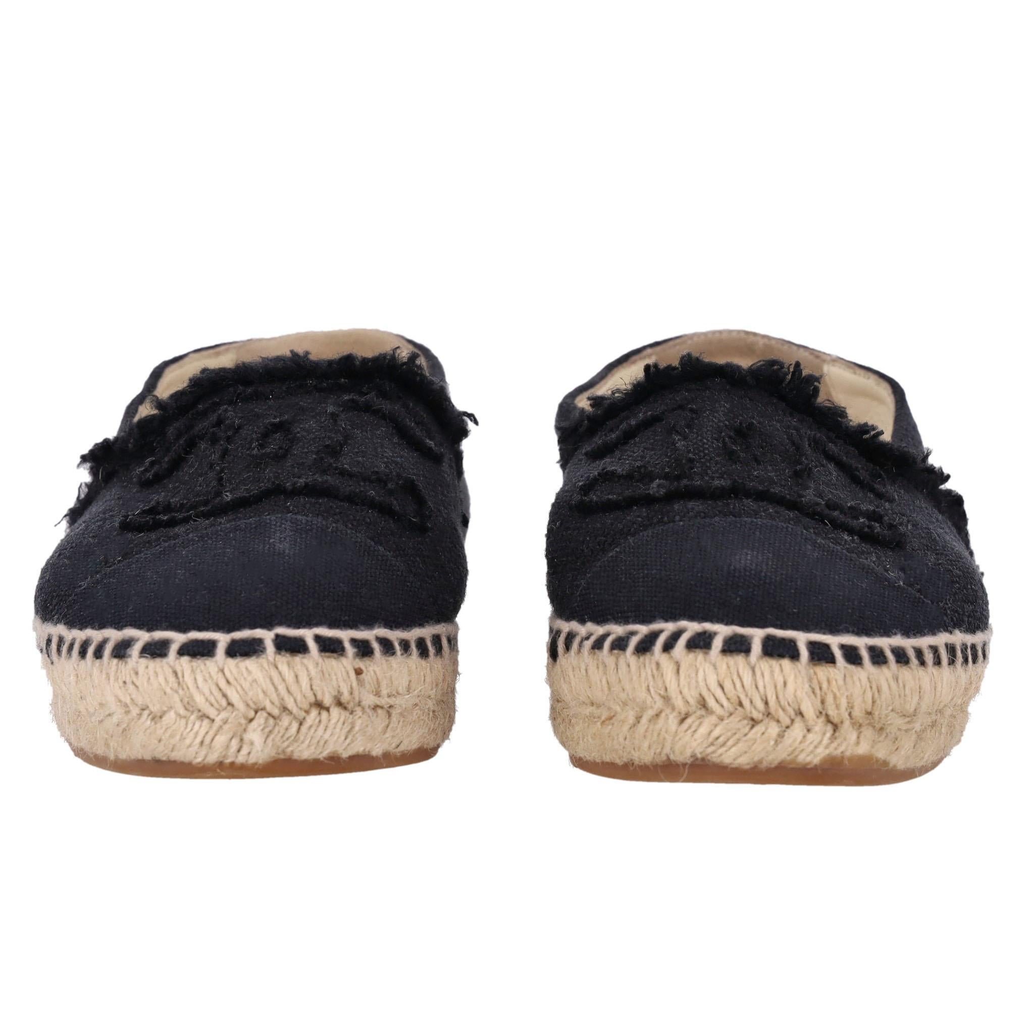 Alpargatas de lona con logotipo Chanel 'CC Negro en venta