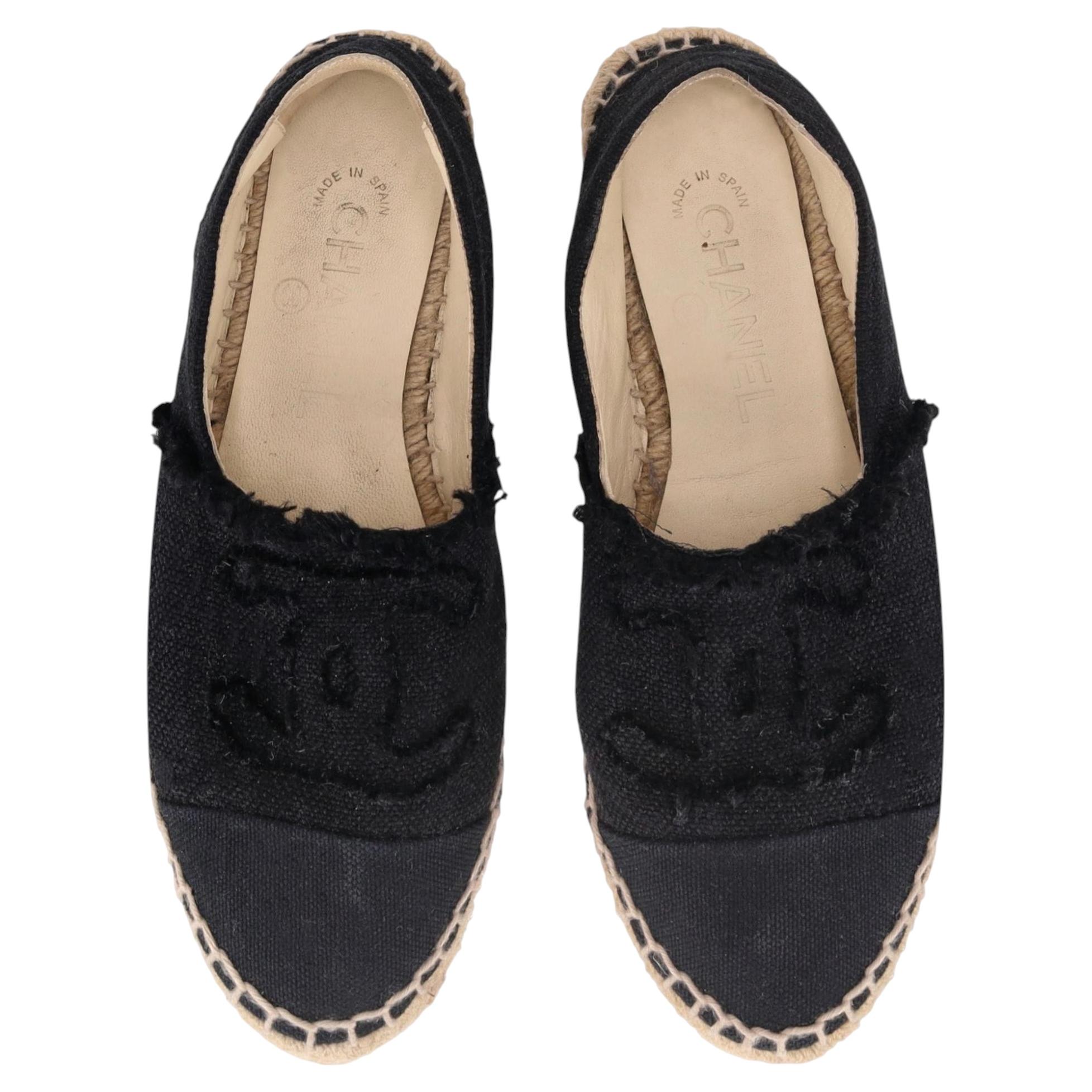 Chanel 'CC' Logo Canvas Espadrilles For Sale
