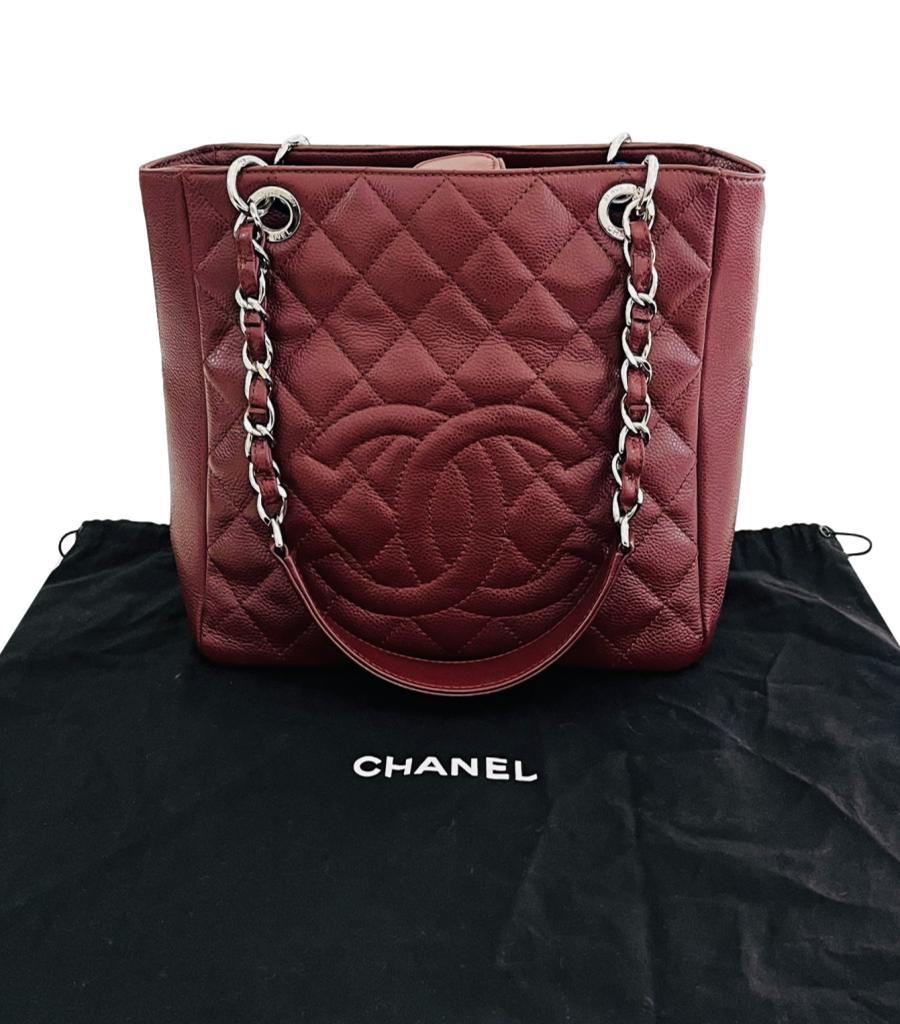 Chanel 'CC' Logo Caviar Leather Petite Shopping Tote Bag For Sale 6