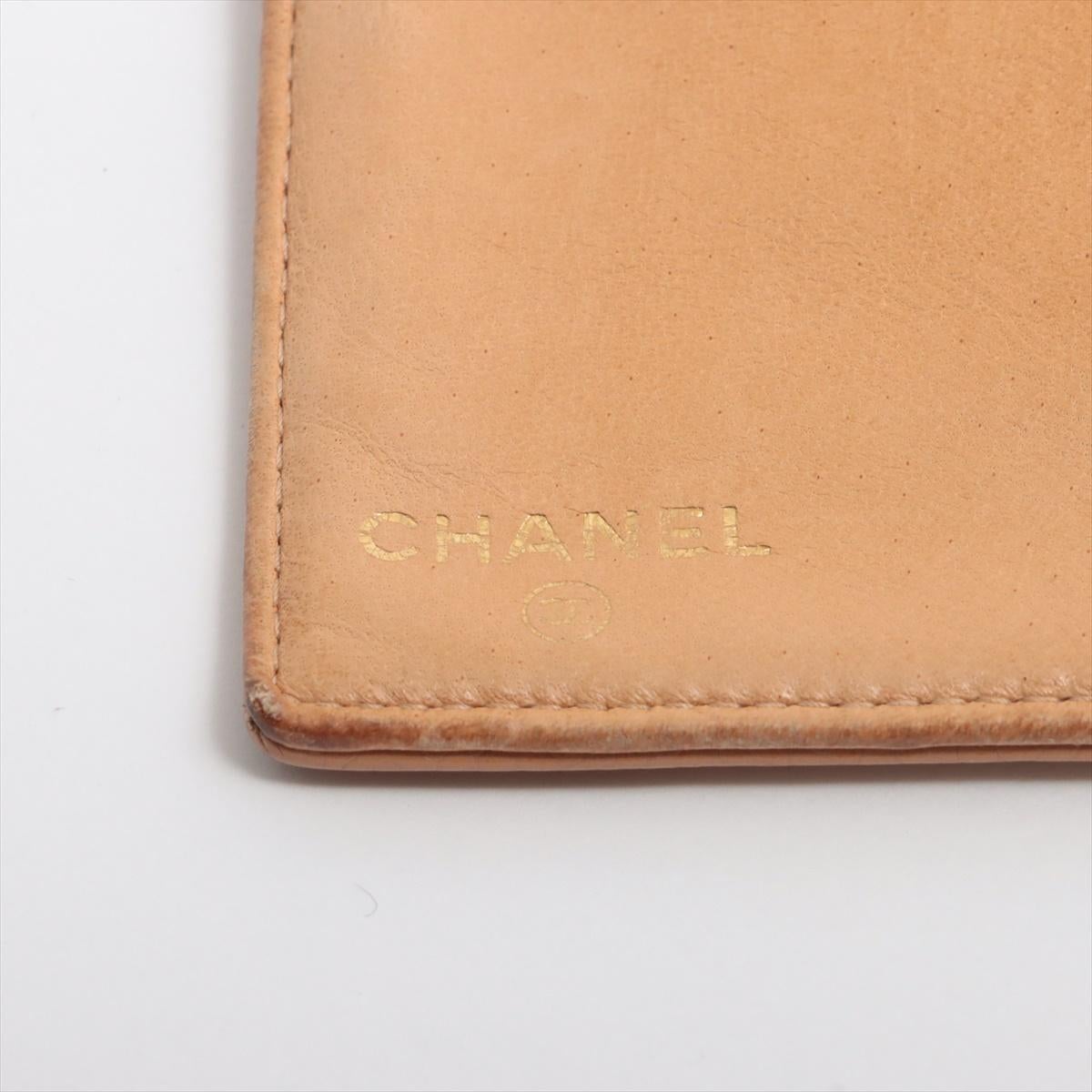 Chanel CC Logo Caviar Skin Bi fold Wallet Brown Gold For Sale 6