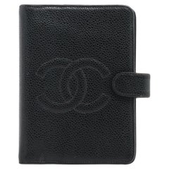 Chanel CC Logo Pelle di Caviale Copertina del Taccuino Nero