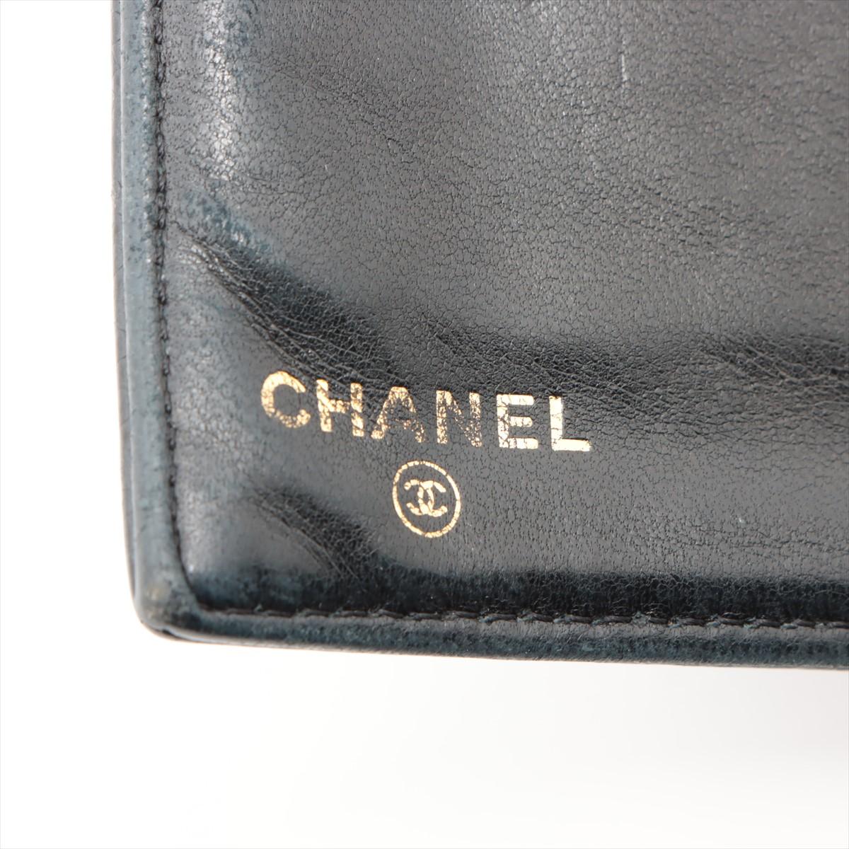 Chanel CC Logo Caviar Skin Wallet Bi fold  Coin Card Wallet Black For Sale 4