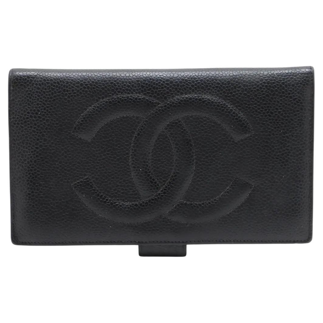 Chanel CC Logo Caviar Skin Wallet Black