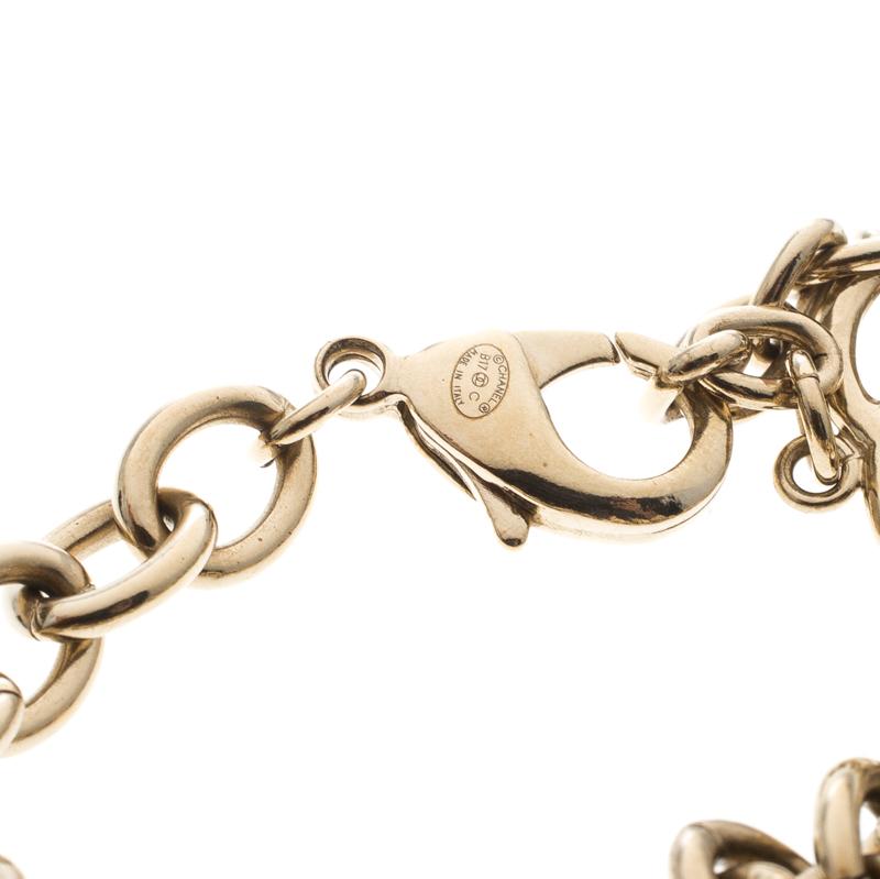 Women's Chanel CC Logo Charm Gold Tone Chain Link Bracelet