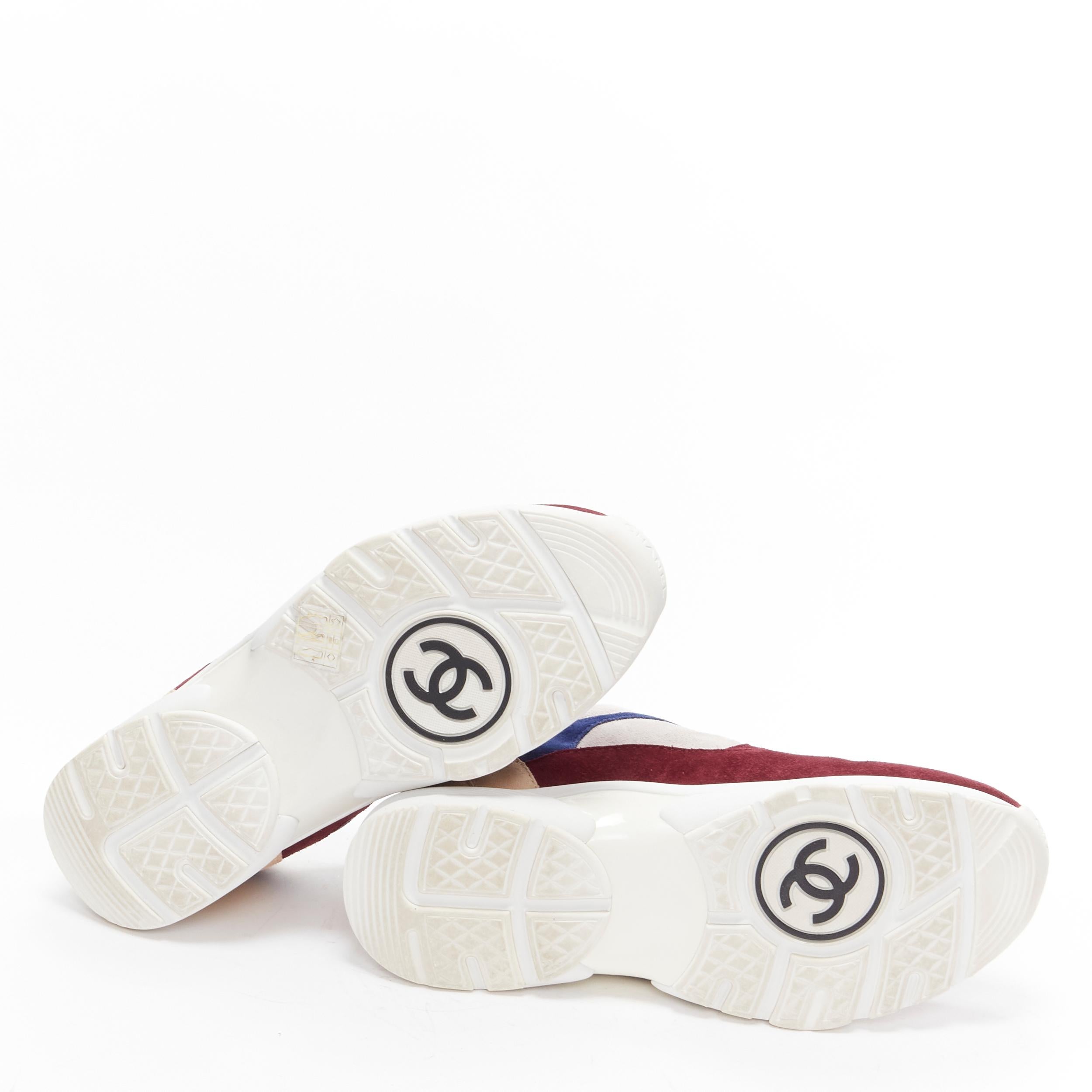 CHANEL CC logo color blocked suede leather patchwork low top sneaker EU38.5 7