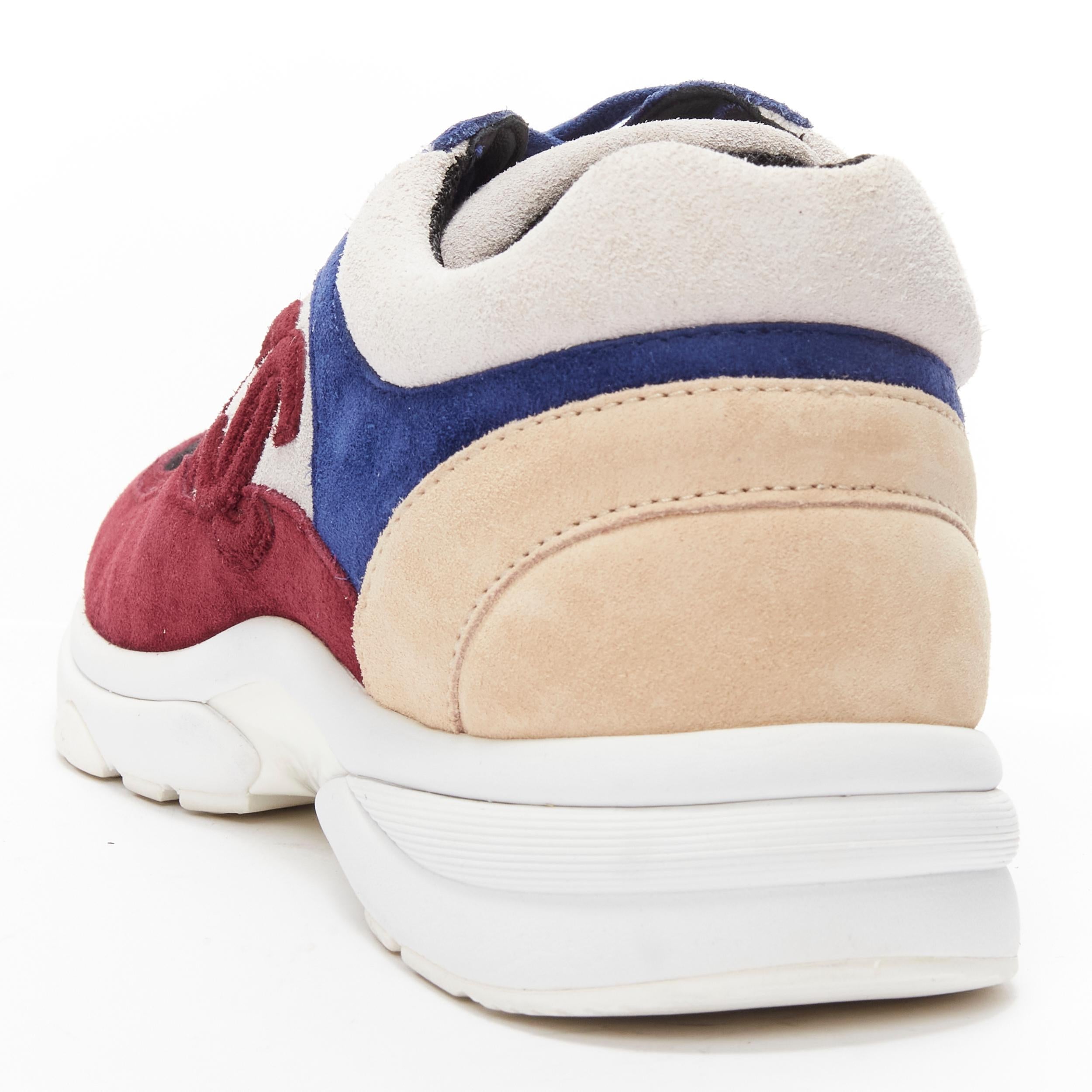 CHANEL CC logo color blocked suede leather patchwork low top sneaker EU38.5 4