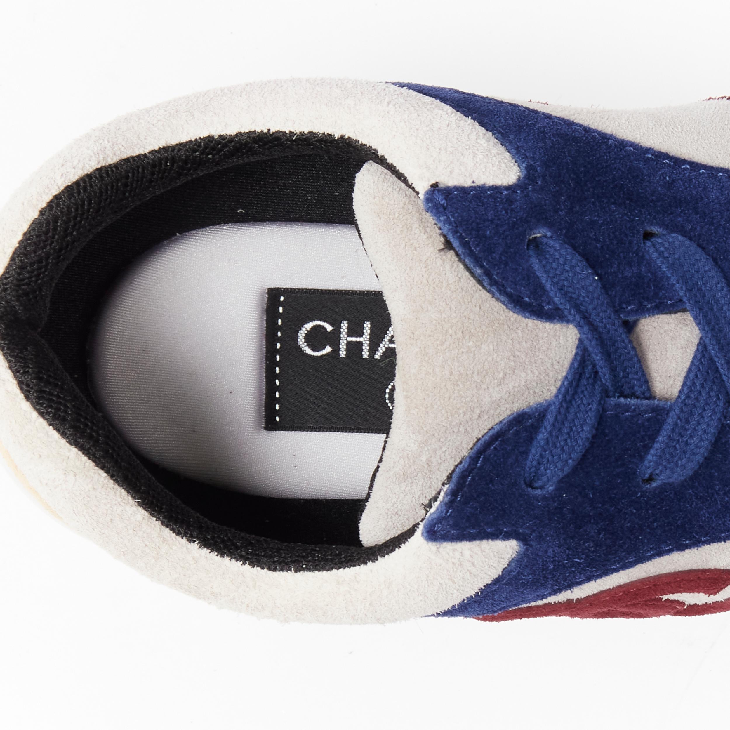 CHANEL CC logo color blocked suede leather patchwork low top sneaker EU38.5 5