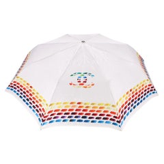 Chanel 'CC' Logo Compact Folding Umbrella With A 'CC' Logo Pearl Handle