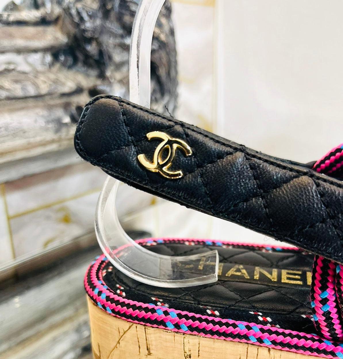 Women's Chanel 'CC' Logo Cord & Leather Dad Sandals