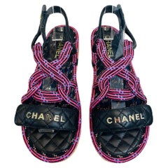 Chanel 'CC' Logo Corde & Leder Sandalen für den Vater