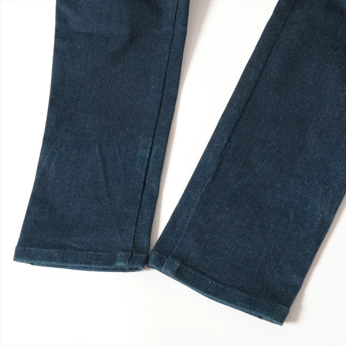 Chanel CC Logo Cotton Denim Pants Blue Indigo For Sale 4
