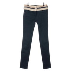 Chanel CC Logo Cotton Denim Pants Blue Indigo