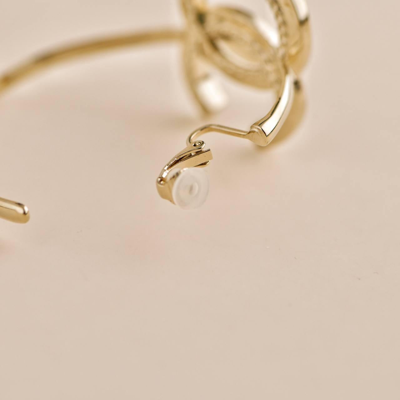Chanel CC Logo Crystal Hoop Earrings In Excellent Condition In Banbury, GB