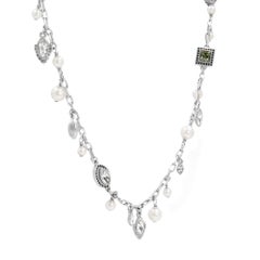 Chanel CC Logo Crystal Pearl Silver Ladies Long Necklace