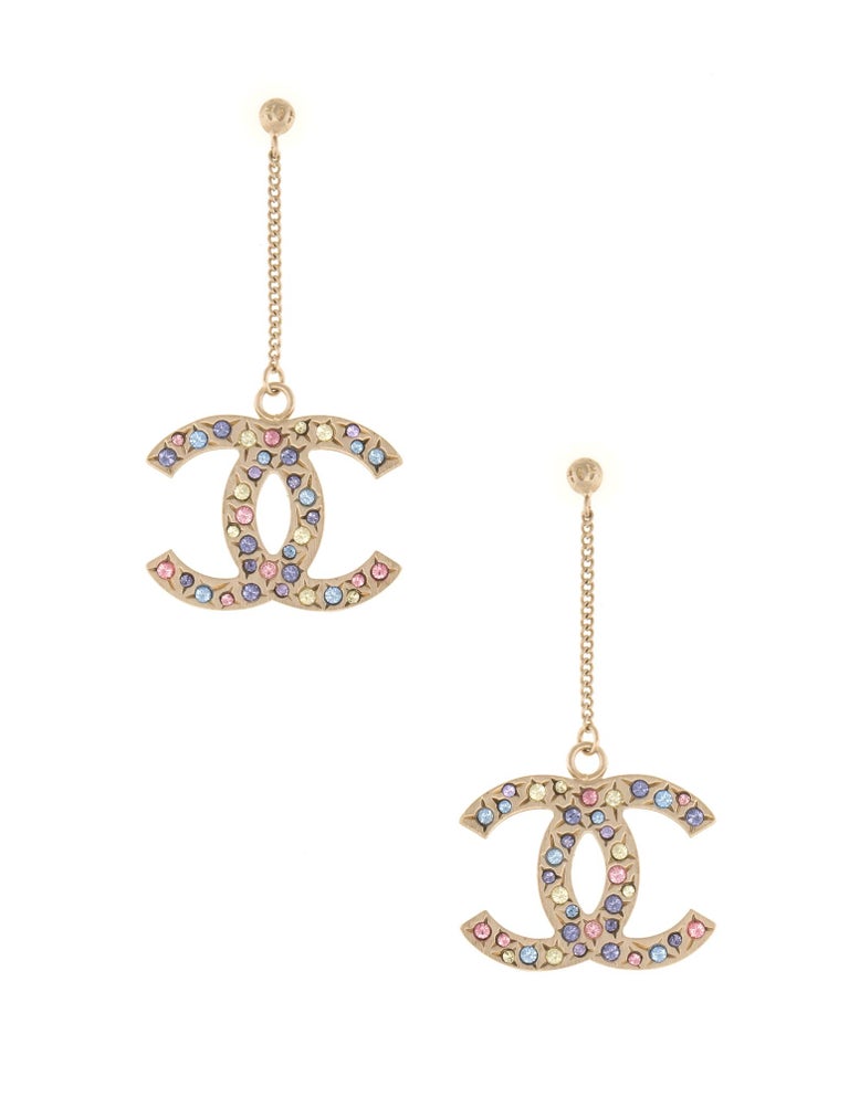 chanel pearl earrings for women cc logo