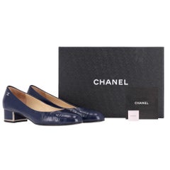 Chanel 'CC' Logo Detail Cap Toe Block Heel Leather Pumps