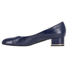 Chanel 'CC' Logo Detail Cap Toe Block Heel Leather Pumps
