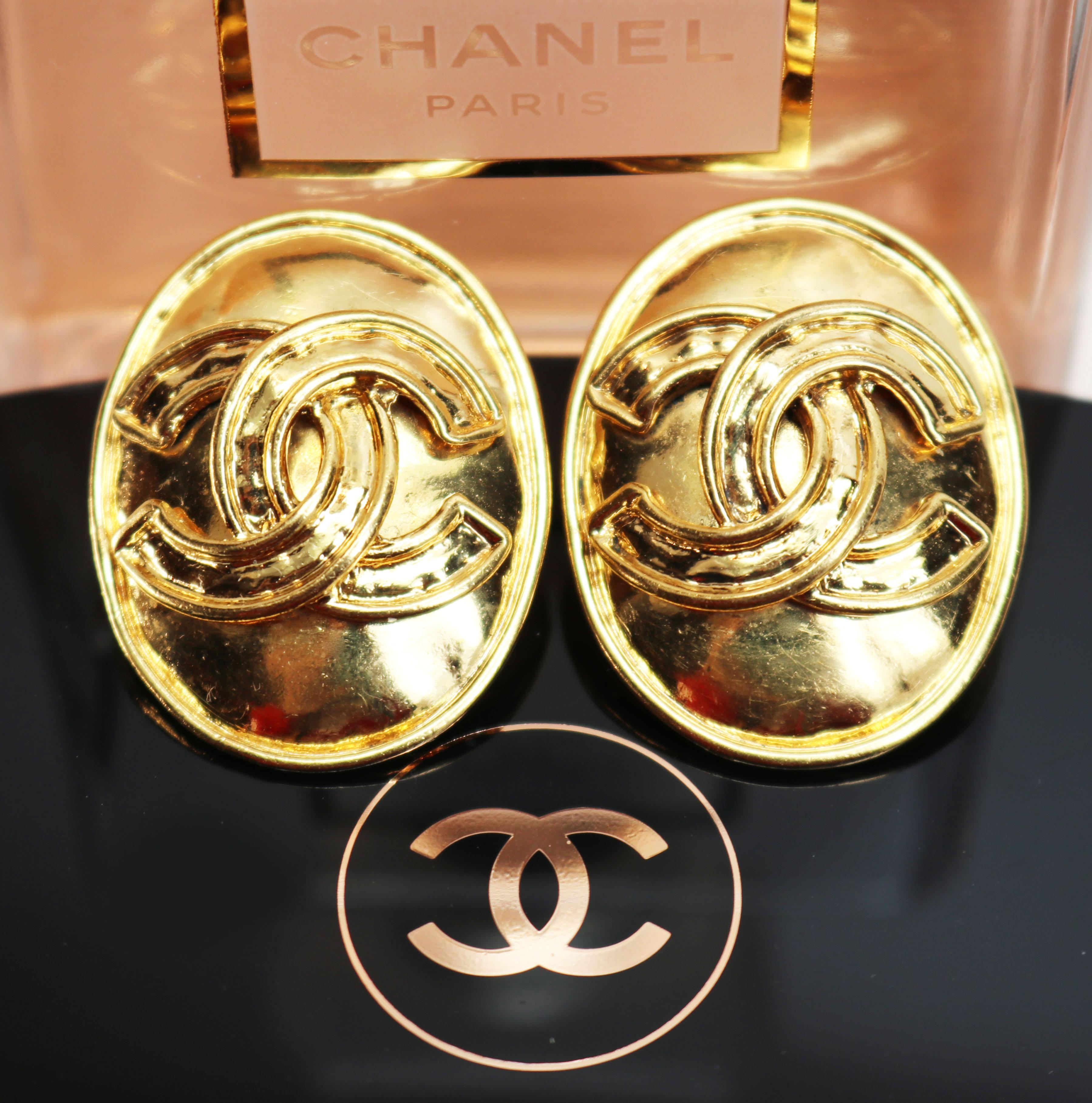 Contemporary Chanel CC Logo Earrings For Sale