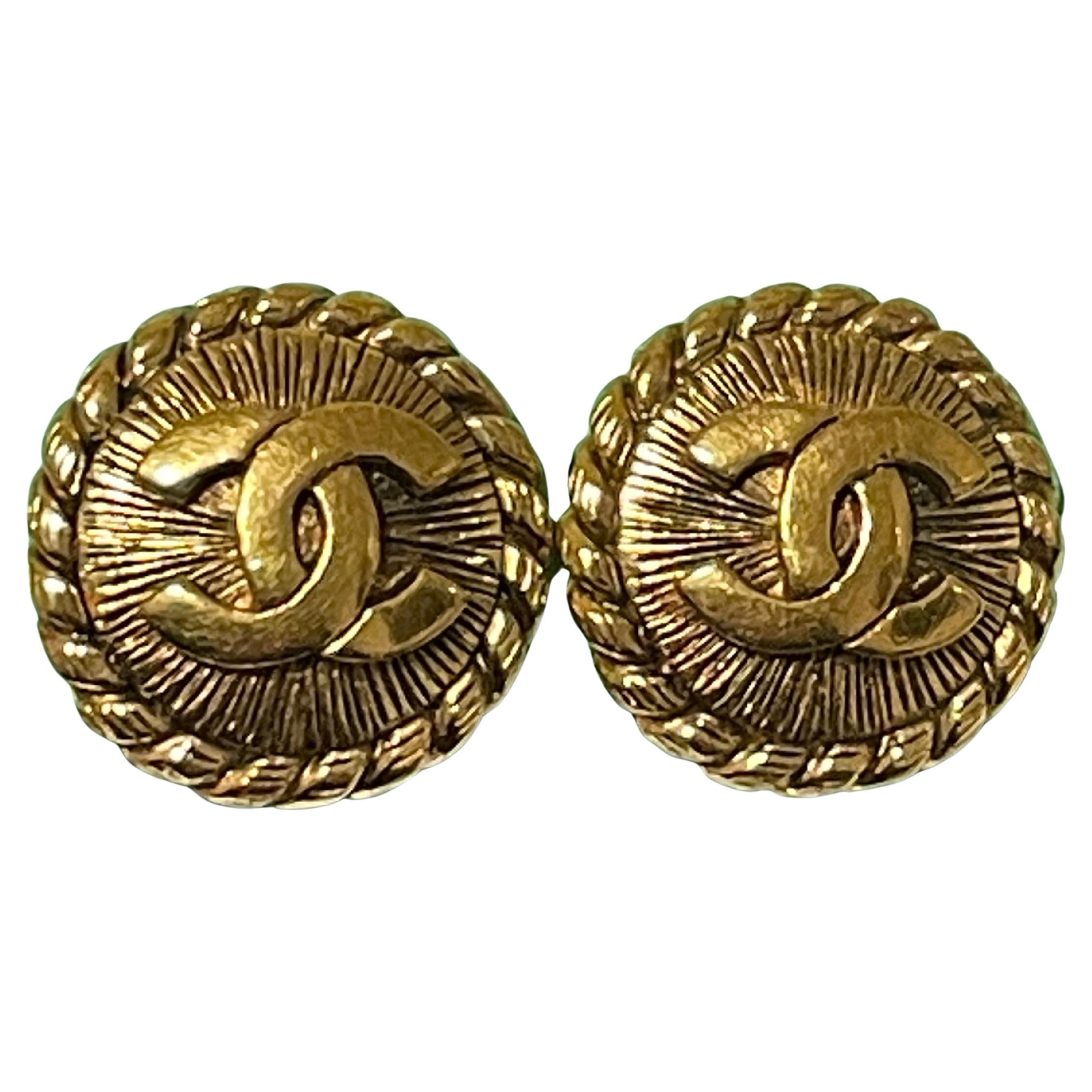 CHANEL CC logo earrings vintage For Sale